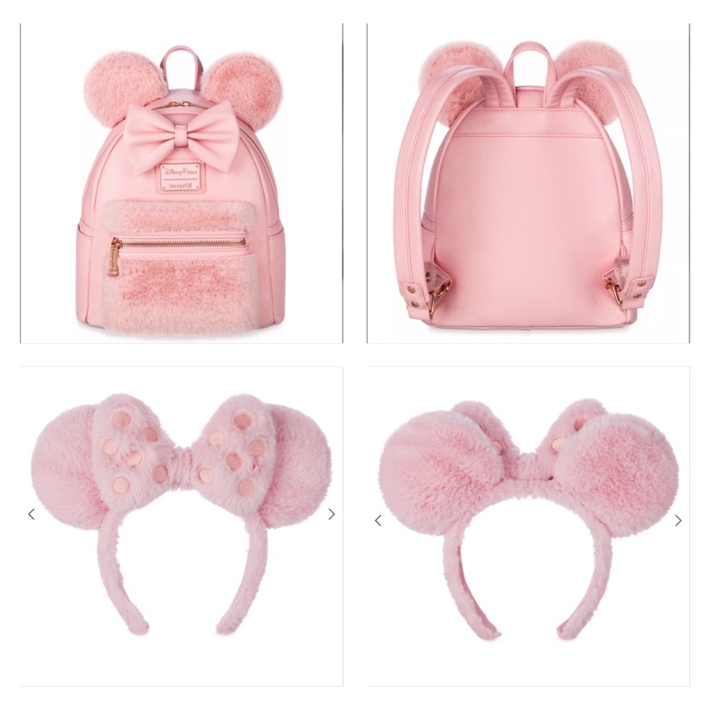Loungefly Disney Parks Minnie Mouse Piglet Pink Mini Backpack & Ears